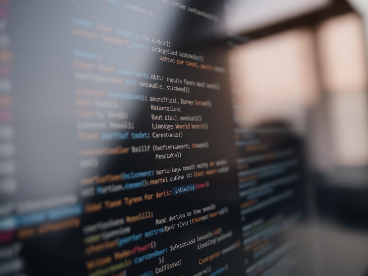 Program source code shown on a monitor during development work